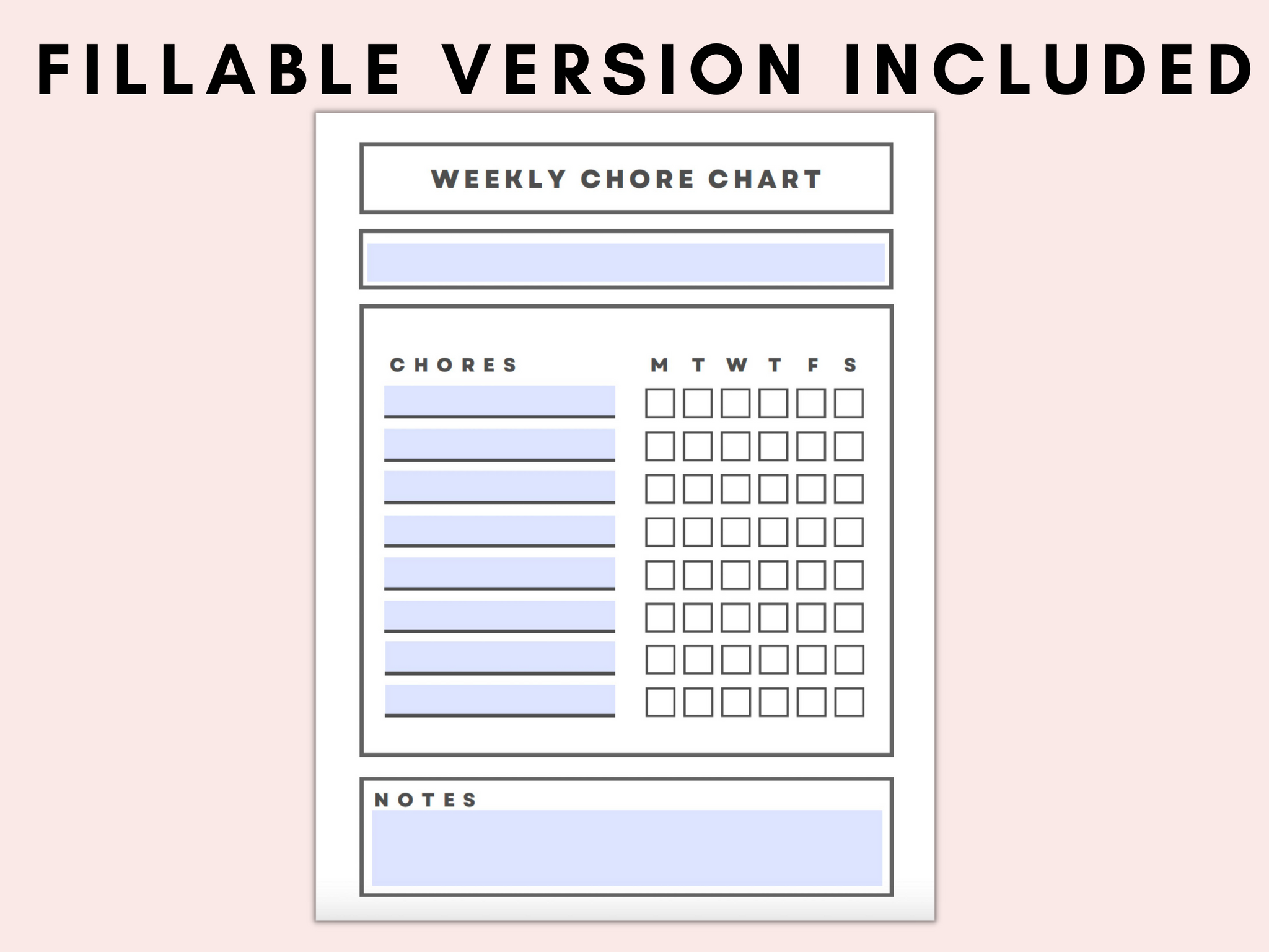 Minimalist Fillable + Printable Chore Chart